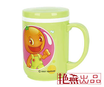 双层保温广告杯-淡绿色